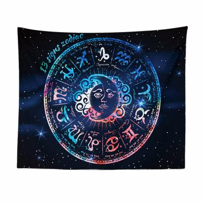 China Hot Minimalist Home Tapestries Retro Sun Moon Face Decoration Wall Hanging Picture Fabric Manufacturers Can Customized Zodiac Tapestry for sale