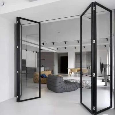 China Accordion Type Waterproof Aluminum Alloy Material Transparent Glass Glass Door for sale