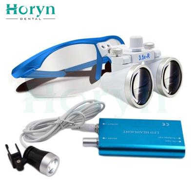 China Hot Selling Foshan Horyn Portable Surgical 3.5x Loupes Metal Dental Headlight for sale