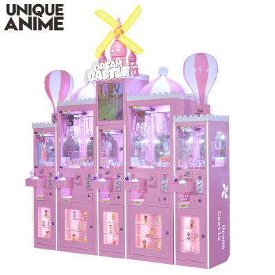 China Metal and Wooden Unique Anime 5 Players Claw Machine Dream Castle Metal Cabinet Top LED Screen Gift Grabber Coin Operator Arcade Crawl Game for sale