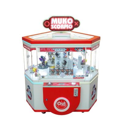 China Metal and Wooden Unique Anime 3 Players Claw Machine Metal Cabinet Top Spinning Game Crane Machining Center Shown Plush Toy Arcade Fun for sale