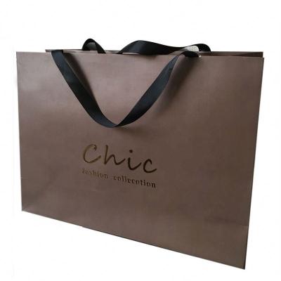 China Recyclable Creative Paper Customize Luxury Brown Chocolate Paper Kraft Paper Shopping Packaging Gift Bag With Logo Printed for sale