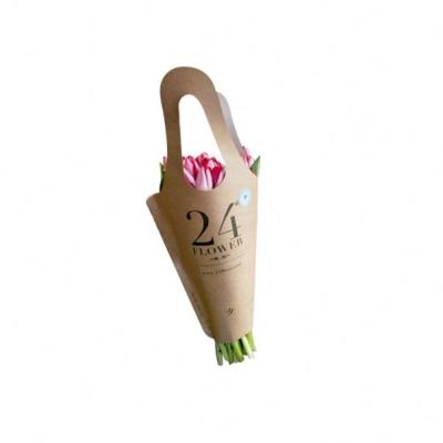 China Recyclable Creative Paper Customize Brown Packaging Paper Flower Nice Packaging Sleeves With Handles for sale