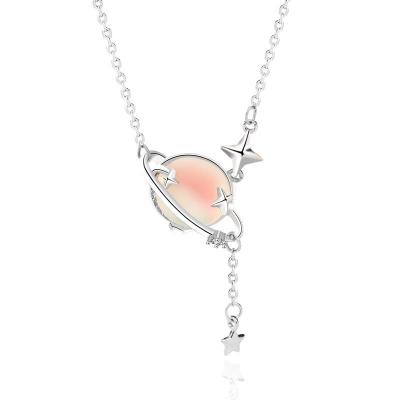 China FASHIONABLE Top Design Aurora Pink Fashion Jewelry 925 Sterling Silver Necklace Women for sale