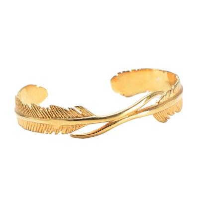 China TRENDY Fashion Jewelry 18K Gold Feather Bracelet For Women for sale