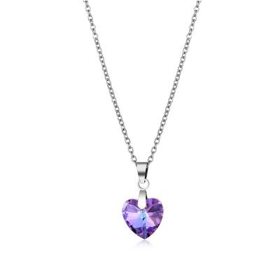 China CLASSIC heart of jewelry Crystal Silver Necklace Women purple ocean fashion accessory for sale