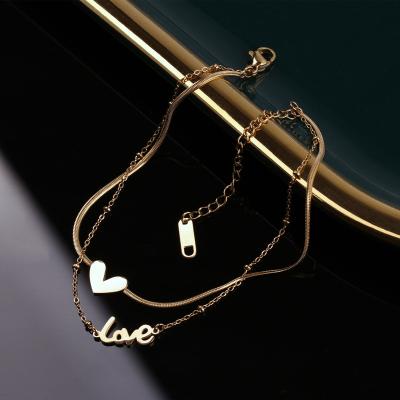 China BOHEMIA New Arrival Ankle Chain Jewelry Stainless Steel Heart Charm Anklet Korea Style for sale