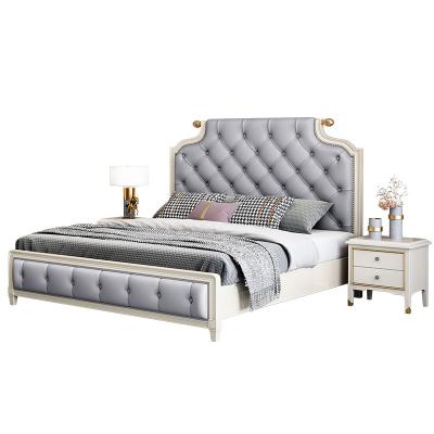 China Luxury Solid Wood Master Bedroom Wedding Bed Double Princess American Bed Storage Bed European Soft Bag Light for sale