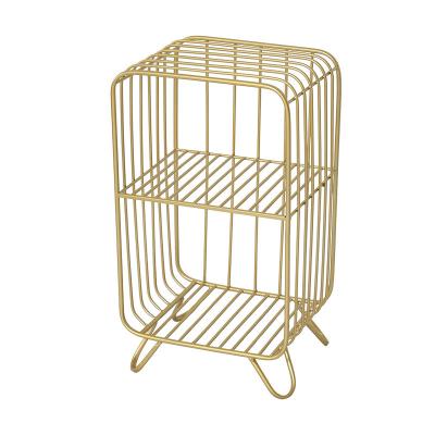 China Nordic Multi-Layer Single Side Storage Rack Gold Iron Sofa Floor Shelf Clothing Store Ornaments Display Rack for sale