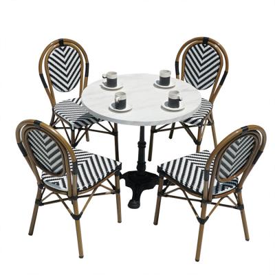 China French style outdoor rattan table and chair outdoor courtyard cafe chair catering three sets of combination for sale