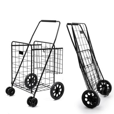 China 45KGS Folding Factory Customized Portable Folding Steel Wire Shopping Carts For Supermarket Steel Wire Folding Shopping Cart for sale