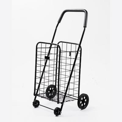 China Durable 30KGS Factory Customized Portable Folding Shopping Cart For Supermarket Trolley Cart Steel Wire Folding Shopping Cart for sale