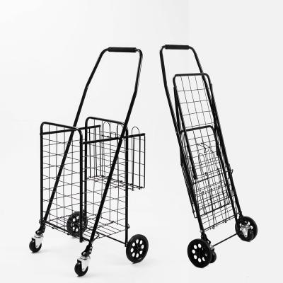 China Portable Folding Steel Wire Folding Shopping Cart For Supermarkets For Family Use Small Wire Car 30KGS Factory Model Custom for sale