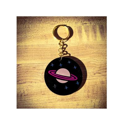 China Decoration Cute Acrylic Key Chain Saturn Cheap Gifts Glitter Planet Key Chain Acrylic Key Chain for sale