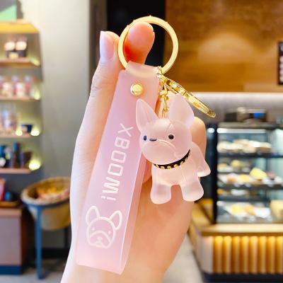 China French Bulldog Bag Car Accessory Cute Transparent 3D Clear Doll Key Chain Key Chain for sale