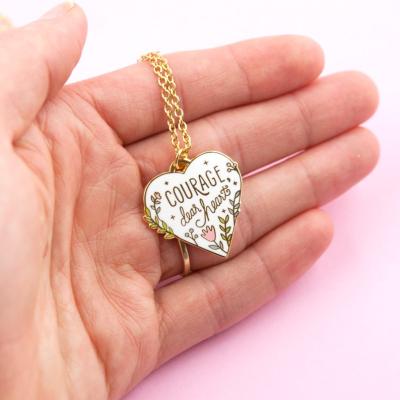 China Custom heart shape gold alloy fashion necklac pendant enamel enamel pendant necklace for sale