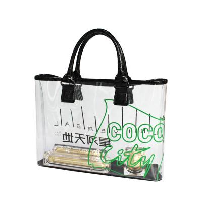 China Fashion lady fashion handbag organizer kit bag transparent travel bag set for sale