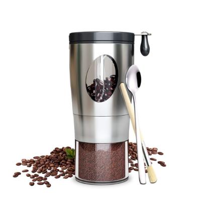 China Mini Manual Car Coffee Grinder Burr Mill Brushed Stainless Steel Tapered for Home or Outdoor for sale