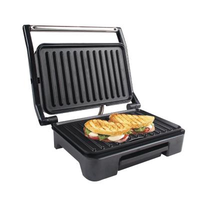 China Easily Cleaned 2 Slice Electric Panini Grill Home Sandwich Press Panini Grill with Stainless Steel Top Cover for sale