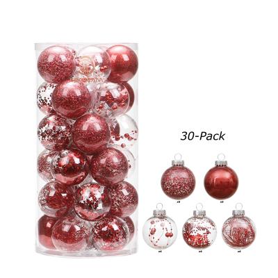 China Plastic Christmas Ball Ornaments Christmas Baubles Baubles Set With Delicate Unbreakable Clear Plastic Stuffed Decorations 60mm for sale