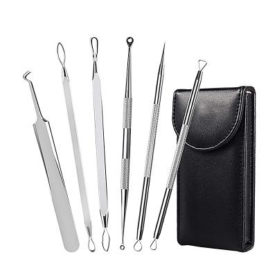 China Acne Treatment Extractor Curved Blackhead Tweezers Kit Professional Stainless Pimple Acne Blemish Vacuum Blackhead Remover for sale