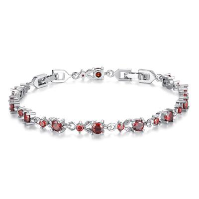 China Women Red Color Cubic Zirconia Tennis Bracelet Modern And Elegant Style for sale