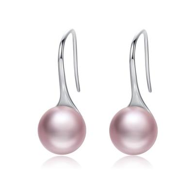 China Pink / Black / White Round Freshwater Pearl Drop Earrings For Women Gifts for sale