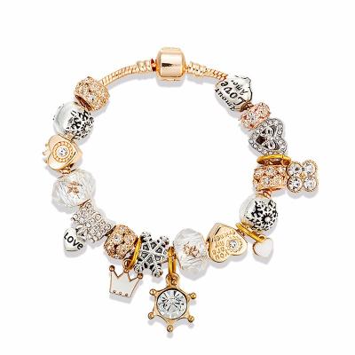 China Beaded Friendship Bracelets & Bangles , Pandora Type Bracelets Gold Color for sale