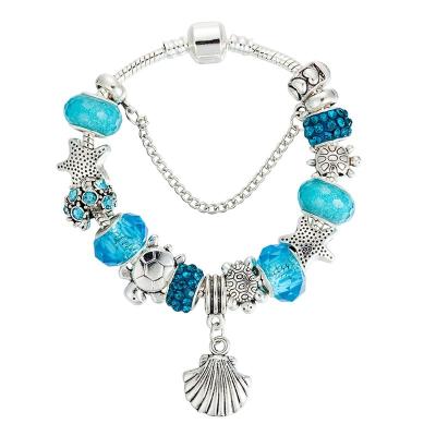 China Oceaanreeks Blauwe Kristal/Glasdiy Charmearmband zoals Pandora-Stijlzeester Shell Te koop