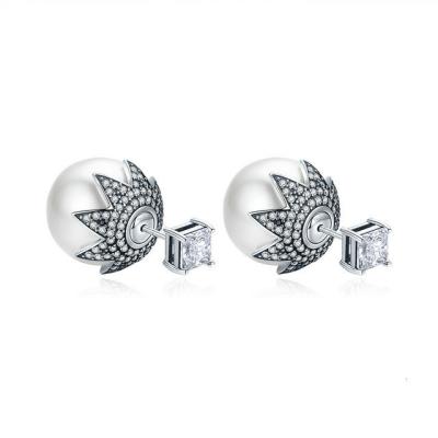 China Fashion 925 Sterling Silver Genuine Pearl Earrings Stud Multi Color Available for sale