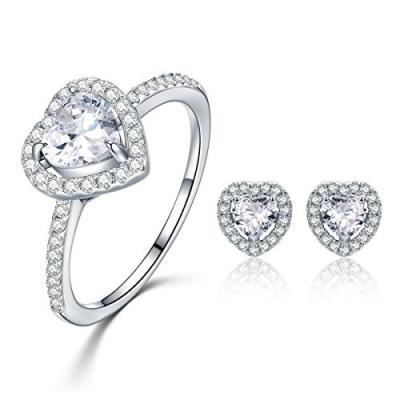 China Infinity Love Heart 925 Sterling Silver Ring And Earring Set With Cubic Zirconia Stone for sale