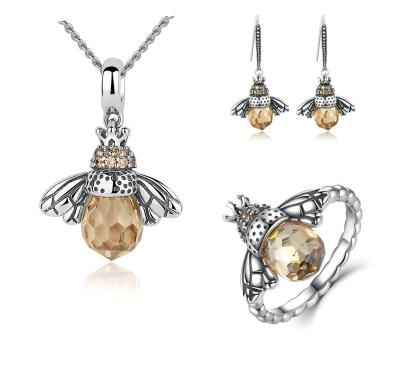 China Lovely Honeybee Animal 925 Sterling Silver Jewelry Sets / Necklace Earring Ring Sets for sale