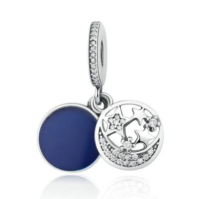 China Round 925 Sterling Silver Charms And Pendants For Jewelry Making Moon And Stars Style for sale