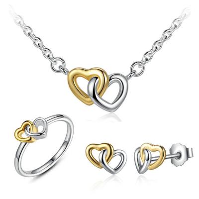 China Joyería de plata original del corazón fijada para las mujeres, sistemas románticos del anillo del pendiente del collar en venta