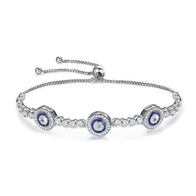 China Cubic Zirconia Crystal Sterling Silver Adjustable Tennis Bracelets For Ladies OEM for sale