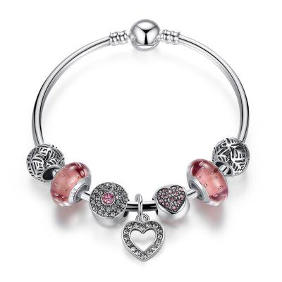 Cina Braccialetto d'argento di stile di Pandora del cuore di colore, braccialetti di incanto con le perle europee in vendita