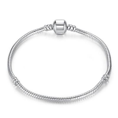 China European Snake Sterling Silver Chain Bracelet Fit Pandora Jewelry With Round Clasp for sale