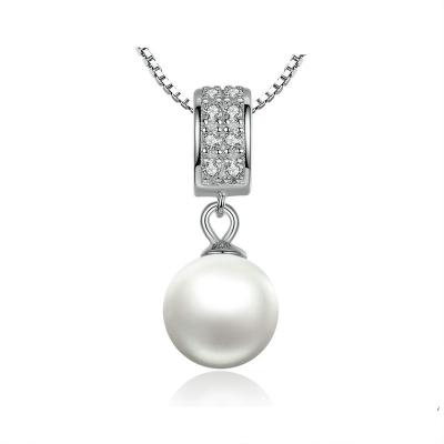 China Sterling Silver Pearl Pendant Necklace , Fine Long Ladies Silver Chain Necklace for sale