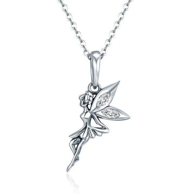 China Angel Girls Flower Fairy Sterling Silver Pendant Necklace For Fashion Girls for sale