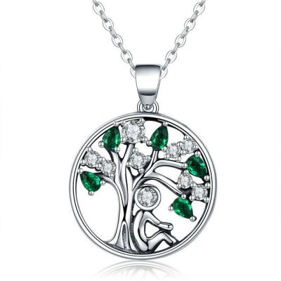 Cina Collana verde del pendente dell'argento sterlina dell'albero della vita del Peridot per il regalo di giorno di biglietti di S. Valentino in vendita