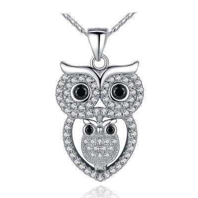 China Vintage Owl Sterling Silver Pendants Animal Jewelry , Chain Necklaces With Pendants for sale