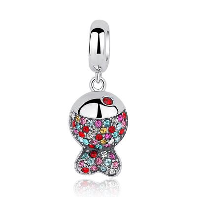 China Colorful Zircon Fish 925 Sterling Silver Chain Pendant For Bracelets And Necklace for sale