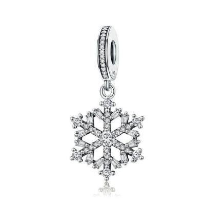 China Sparkling CZ Snowflake Genuine 925 Sterling Silver Pendants For Jewelry Making for sale