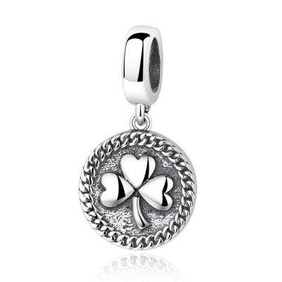 China Three Leaf Clover Flower Sterling Silver Charms And Pendants Round Shaped for sale