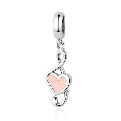 China Pink Heart Music Themed Sterling Silver Charm Bracelet Charms DIY Jewelry Customized for sale