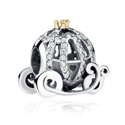 China Pandora Disney Cinderella's Pumpkin 925 Sterling Silver Beads With Clear Cubic Zirconia for sale