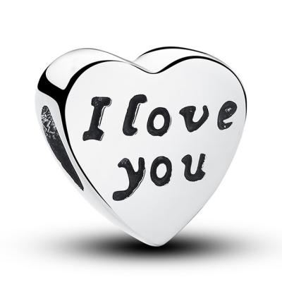 China Love Heart Sterling Silver Jewelry Charms , Sterling Silver Beads For Jewelry Making for sale