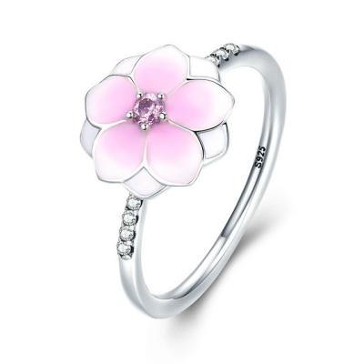 China PANDORA Magnolia Bloom 925 Sterling Silver Rings , Simple Silver Rings For Women for sale