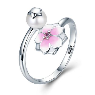 Chine Anneaux véritables de bijoux de fleur de magnolia d'argent sterling, anneaux de noces d'argent sterling à vendre