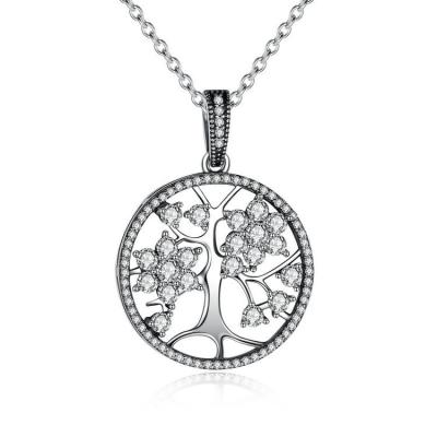 China Classic Tree Of Life Sterling Silver Pendant Necklace , Ladies Silver Charm Necklace for sale